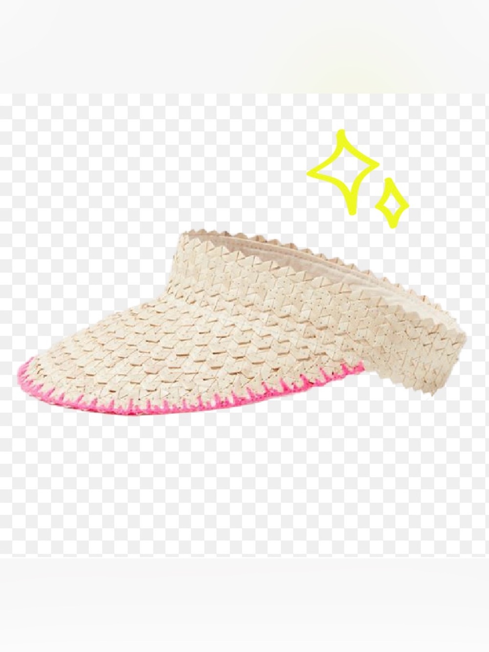 Urban Outfitters Natural Straw Visor with Pink Trim